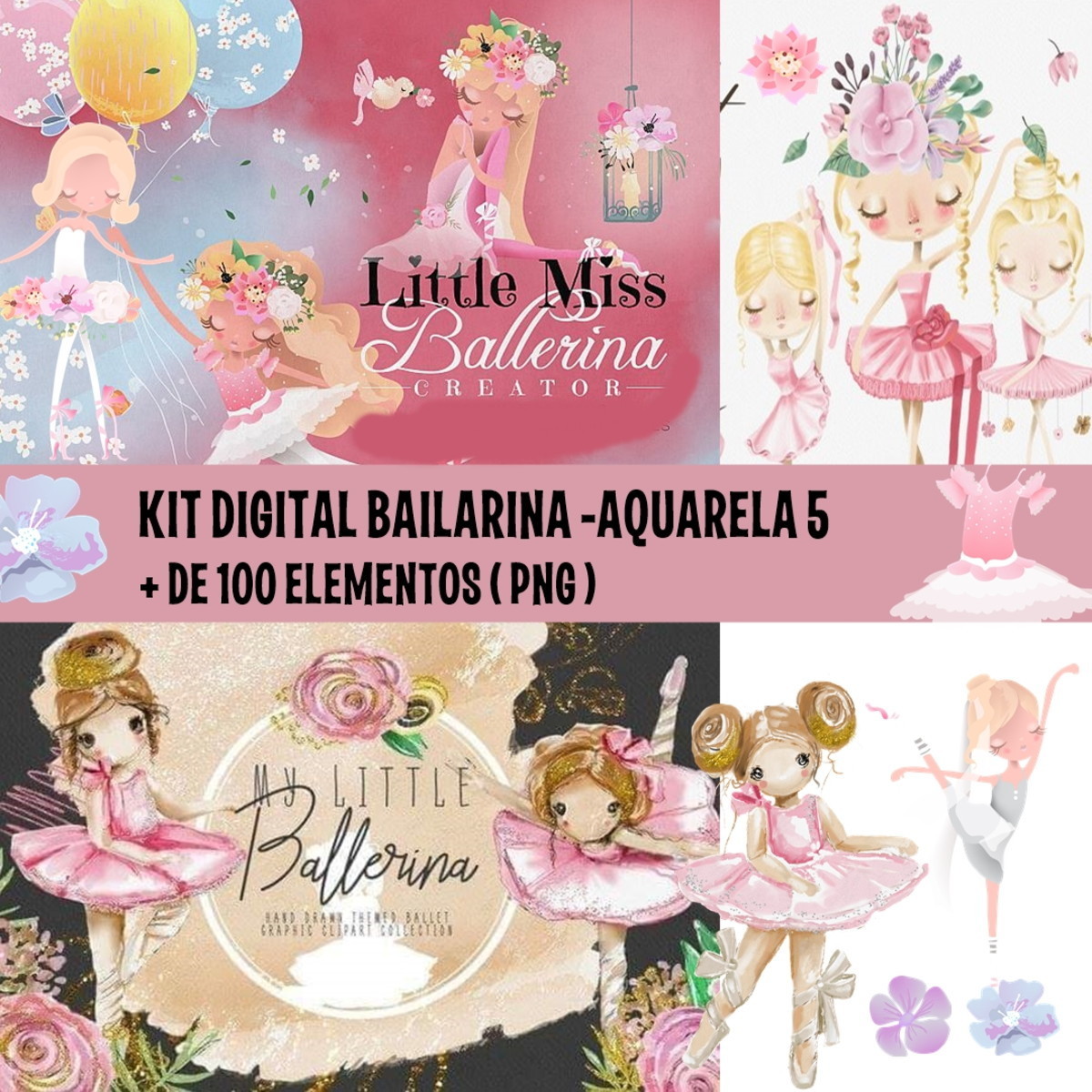 Kit Digital Bailarinas Aquarela 2