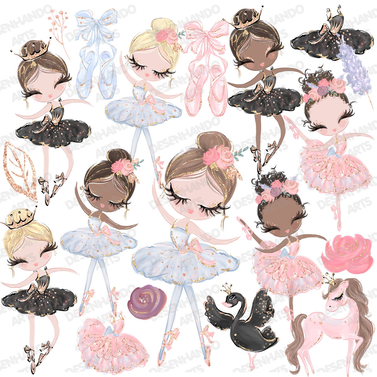 Kit Digital Bailarinas Aquarela