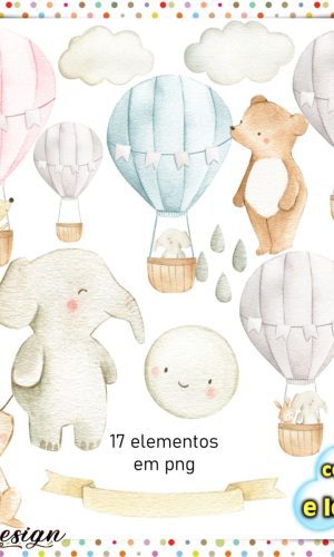 Kit Digital Balão de Ar Aquarela