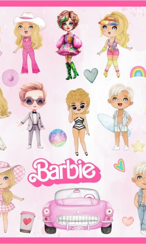 Kit Digital Barbie Cute Aquarela Barbie Fofinha Png