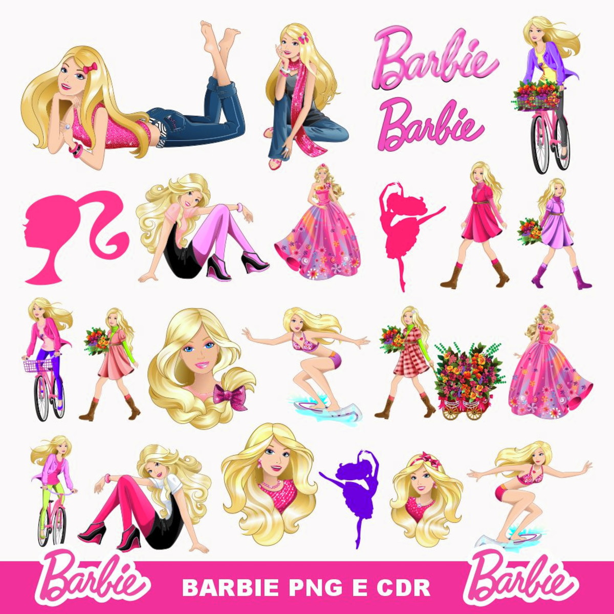 Kit Digital Barbie - PNG, Vetor