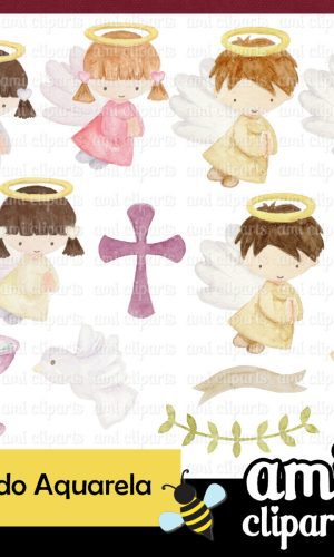 Kit Digital Batizado Aquarela