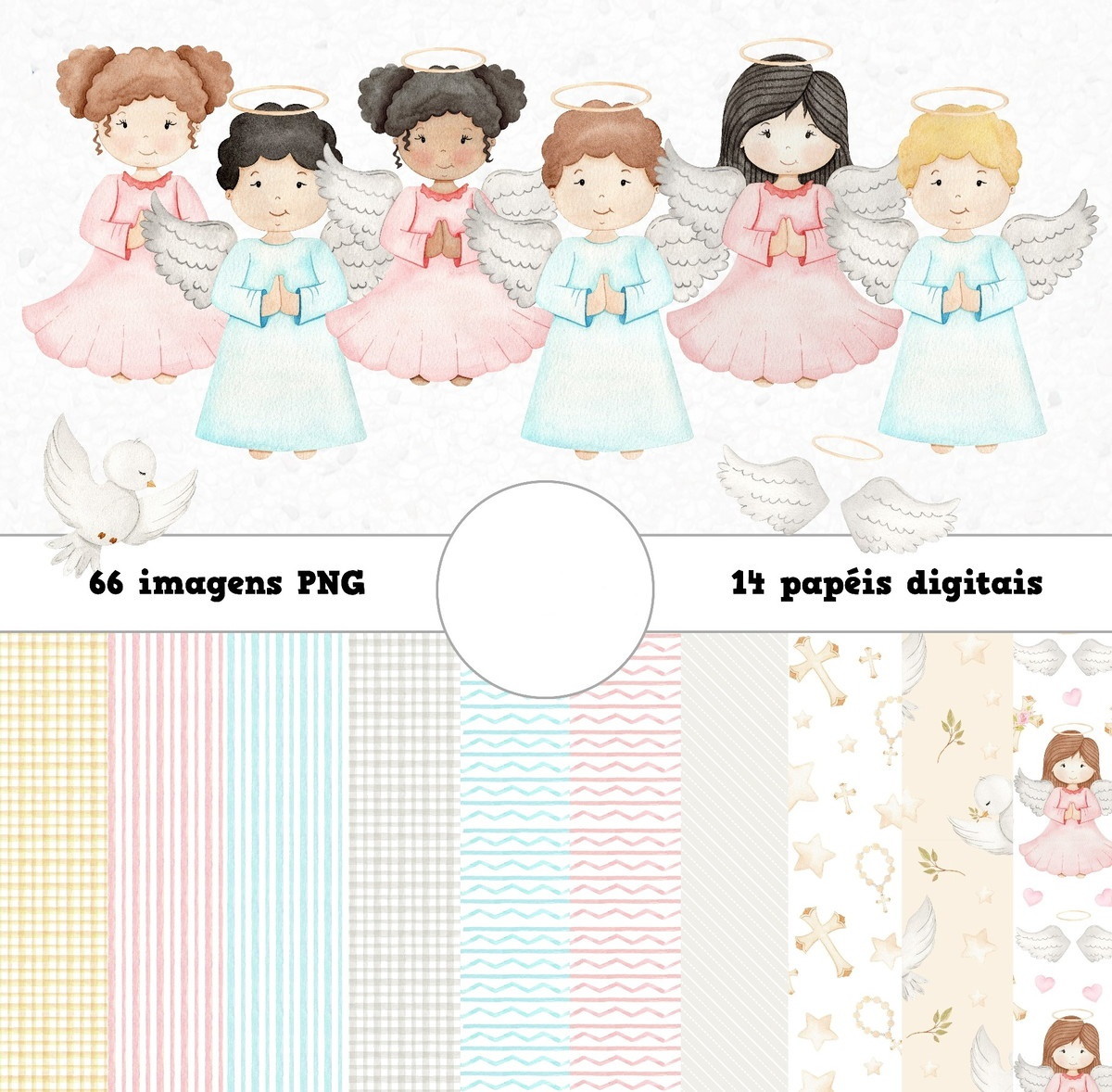 Kit Digital Batizado Aquarela 689