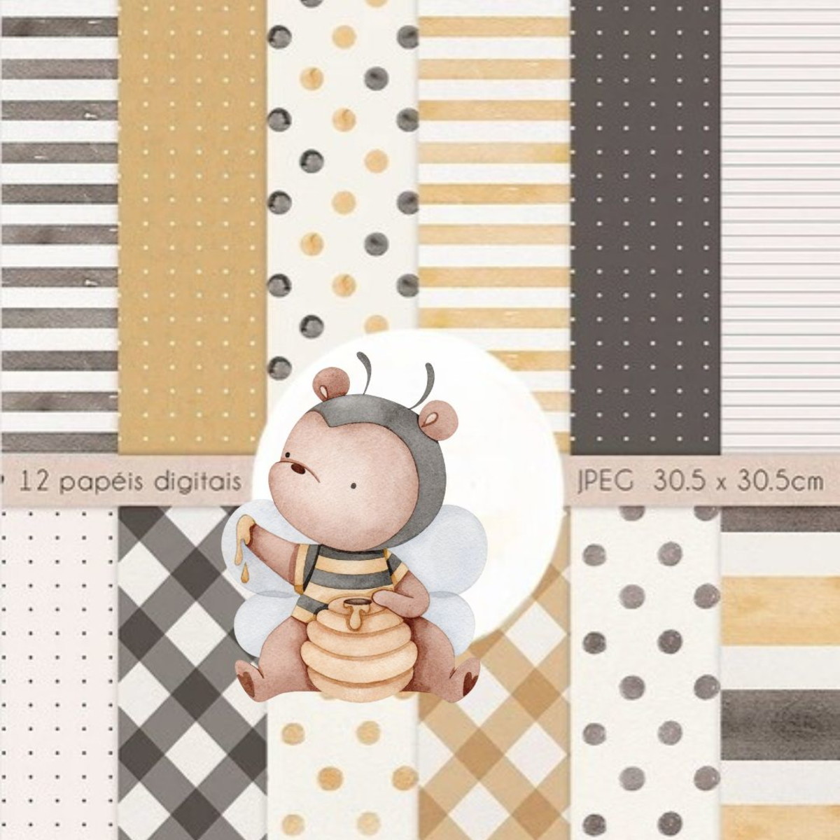 Kit Digital Bee- Abelhinha Aquarela/+20kits Cod:6204 - Imagem 2
