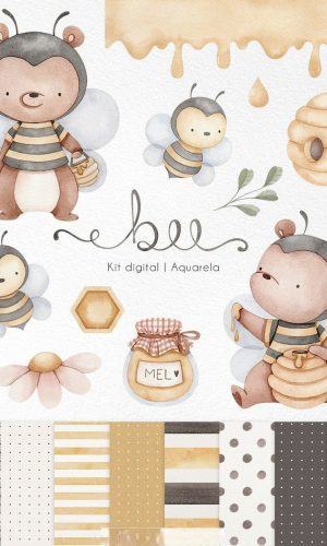 Kit Digital Bee- Abelhinha Aquarela/+20kits Cod:6204