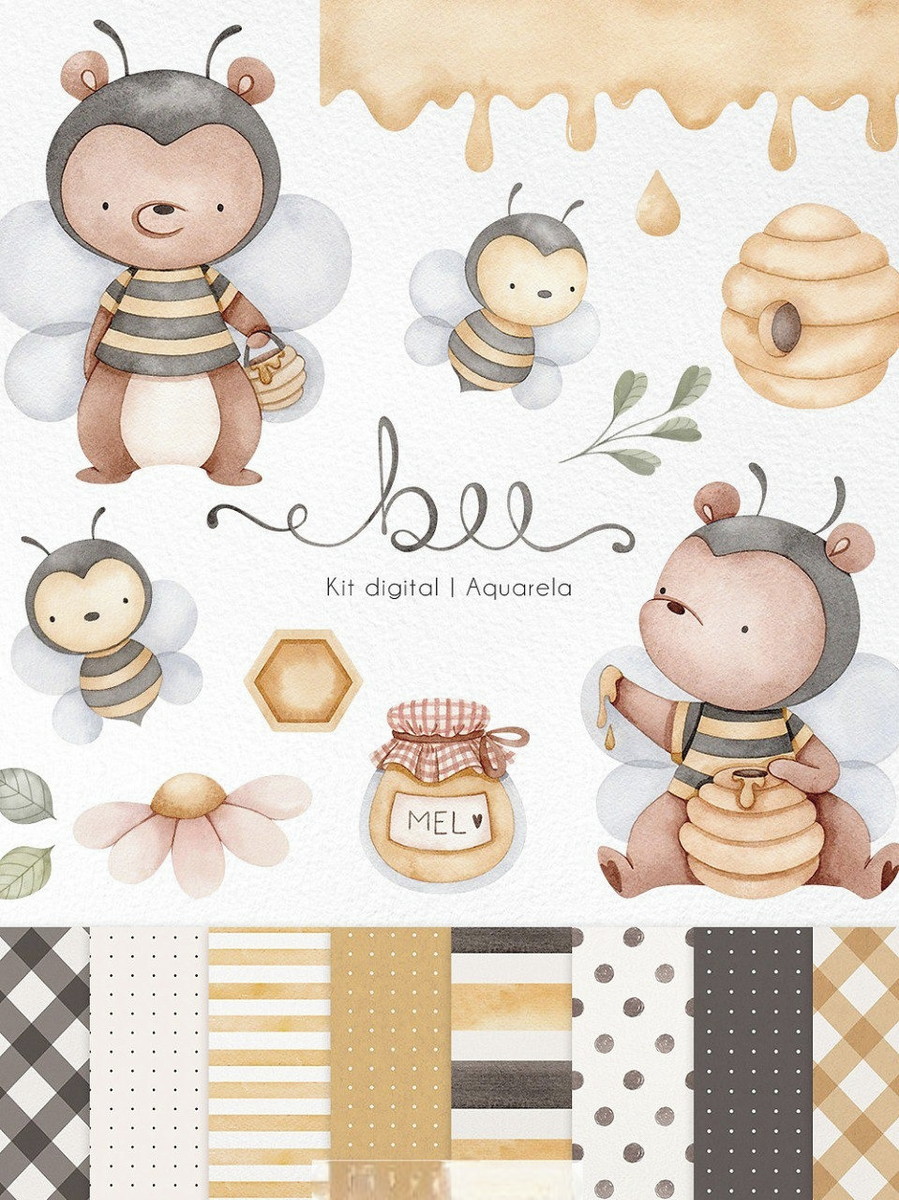 Kit Digital Bee- Abelhinha Aquarela/+20kits Cod:6204