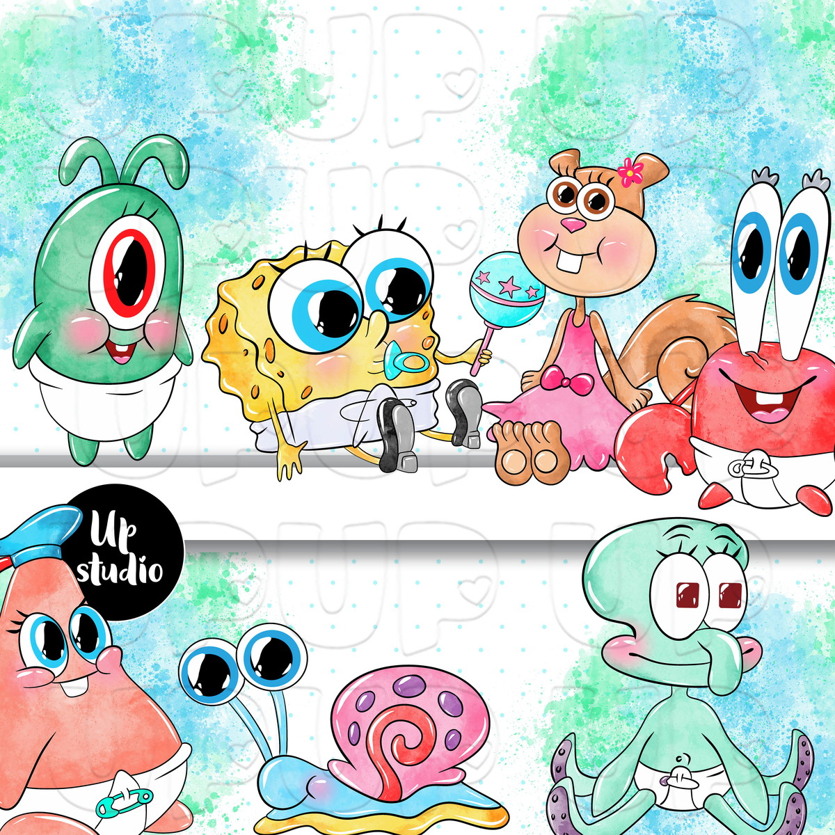 Kit Digital Bob Esponja Aquarela 03