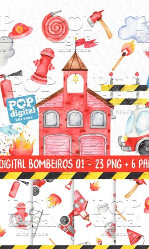 Kit Digital Bombeiro 01 Aquarela