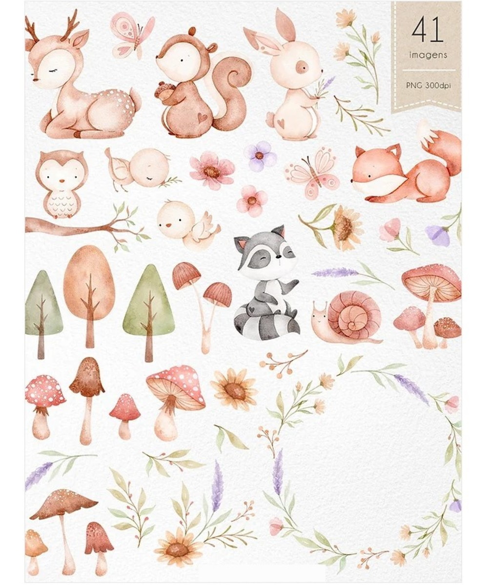 Kit Digital Bosque Encantado Aquarela - Imagem 2