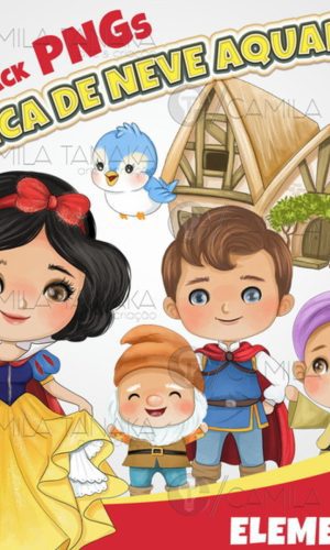 Kit Digital Branca de Neve Aquarela (pague 1 Leve 3)