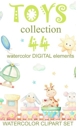Kit digital Brinquedos aquarela