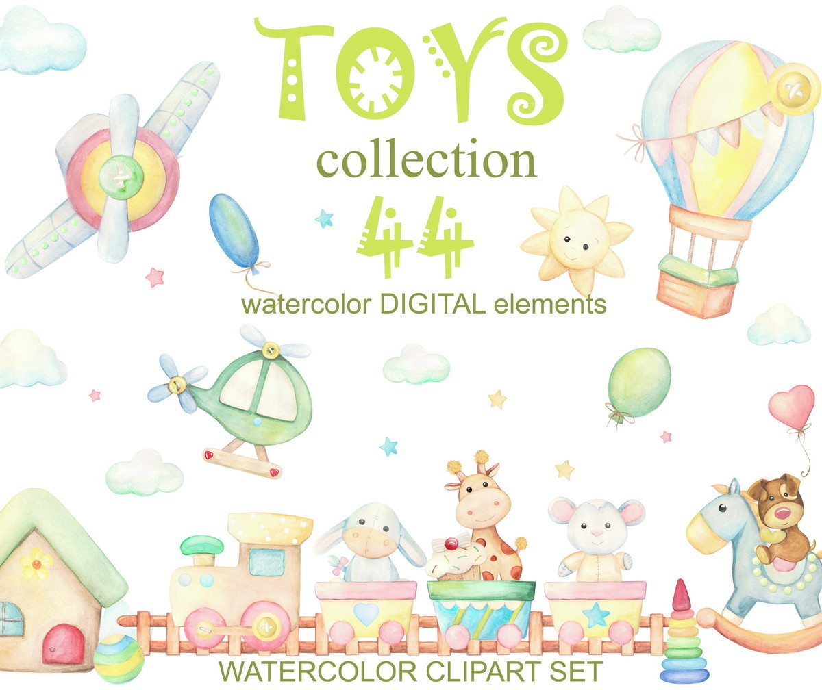 Kit digital Brinquedos aquarela