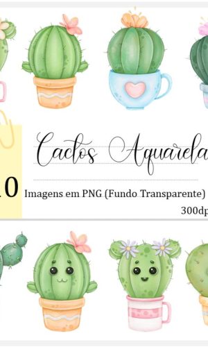 Kit Digital - Cactos Aquarela
