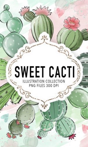 KIT DIGITAL CACTOS AQUARELA
