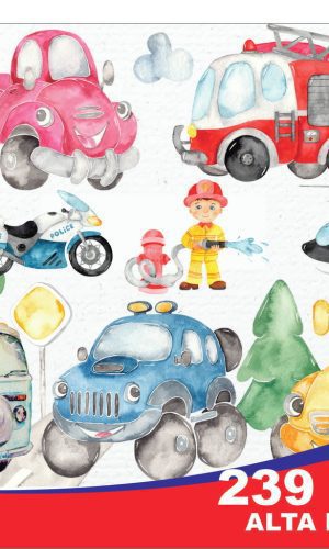 Kit Digital Carrinhos Aquarela