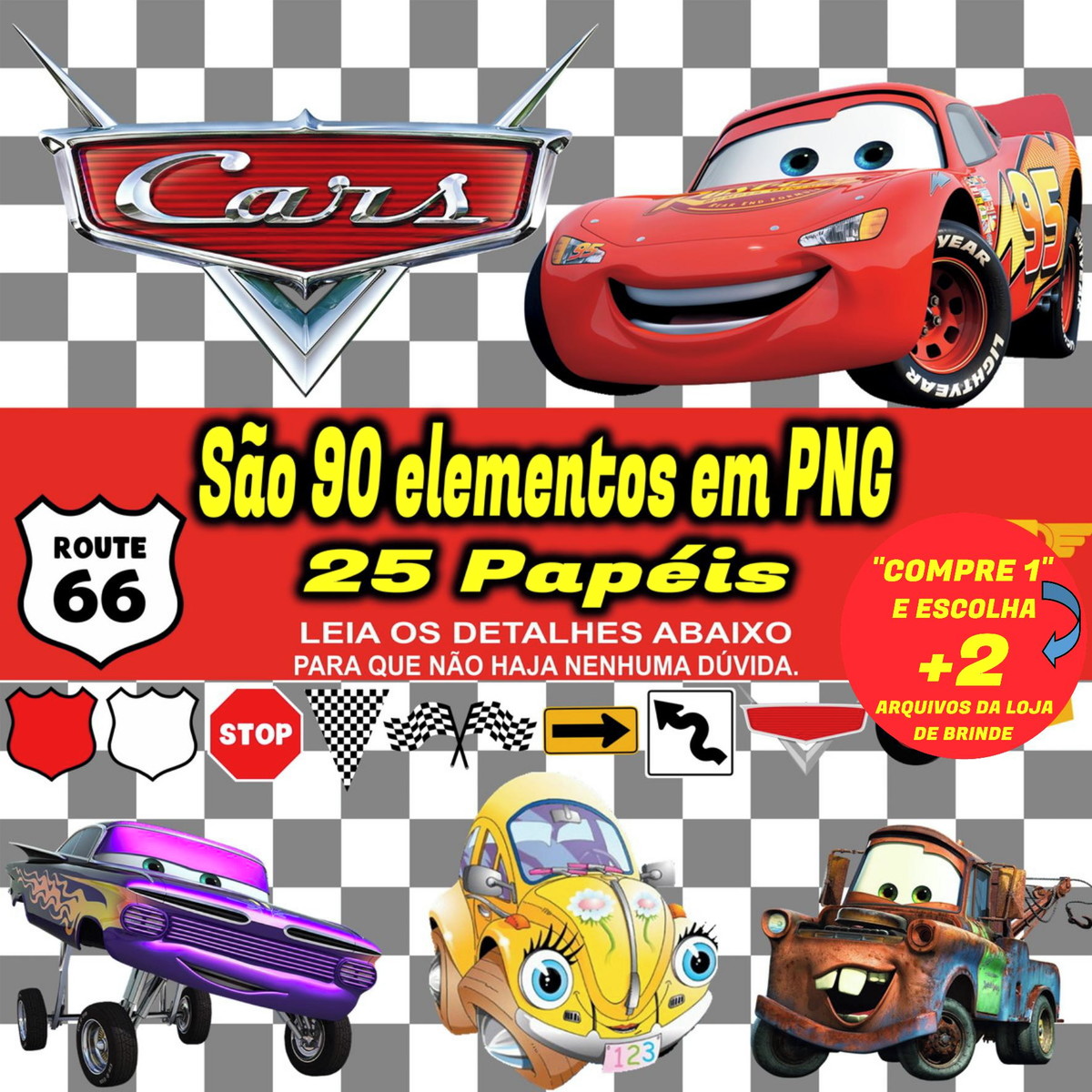 Kit Digital Carros Disney