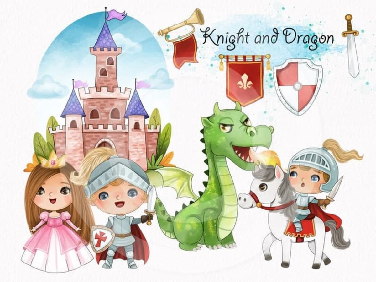 Kit Digital - Cavaleiro e o Dragão Aquarela (cod. 0037)