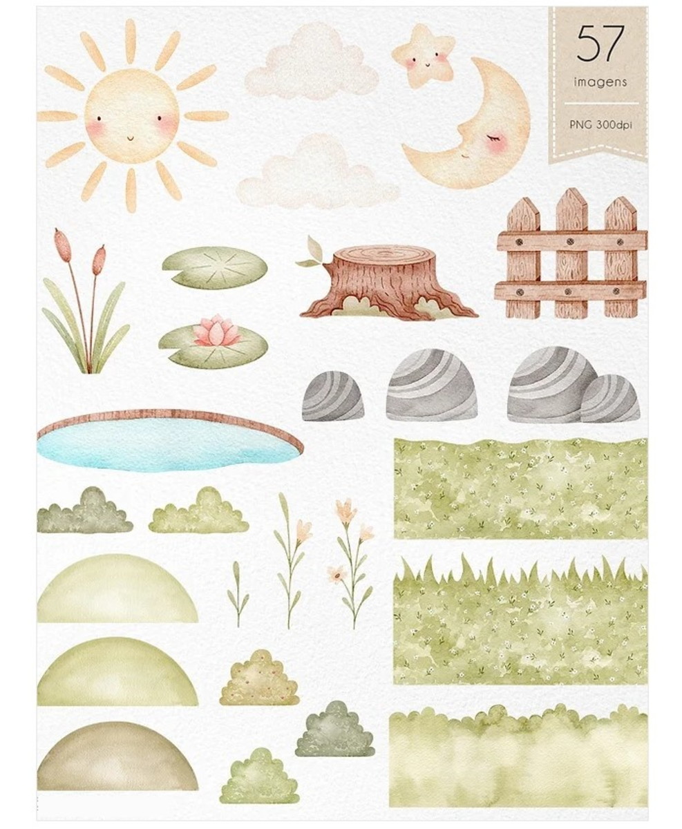 Kit Digital - Cenário Floresta Aquarela - Imagem 2