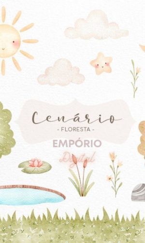 Kit Digital Cenário Floresta Aquarela