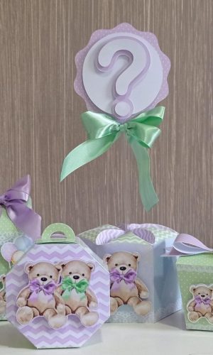 Kit Digital Chá Revelação Ursinhos Verde Lilas