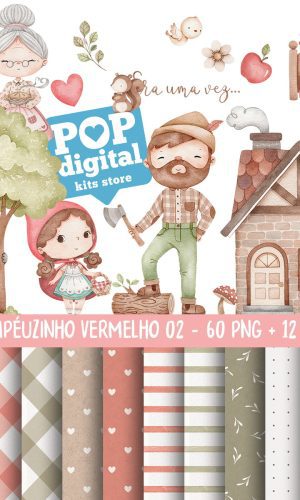 Kit Digital Chapeuzinho Vermelho 02 Aquarela