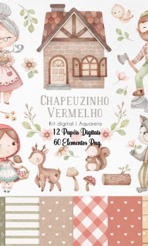 Kit Digital - Chapeuzinho Vermelho Aquarela