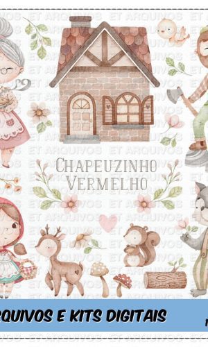 #042 Kit Digital Chapeuzinho Vermelho Aquarela #02