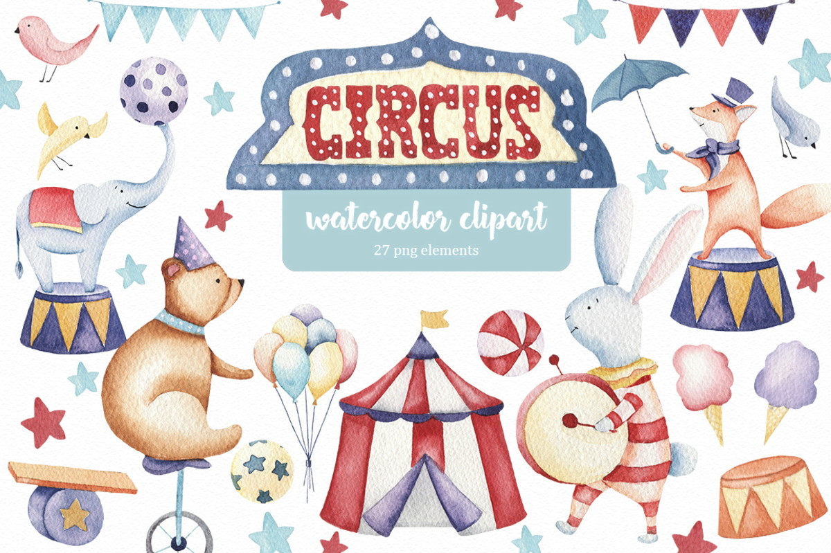 KIT DIGITAL CIRCO AQUARELA - ENVIO IMEDIATO