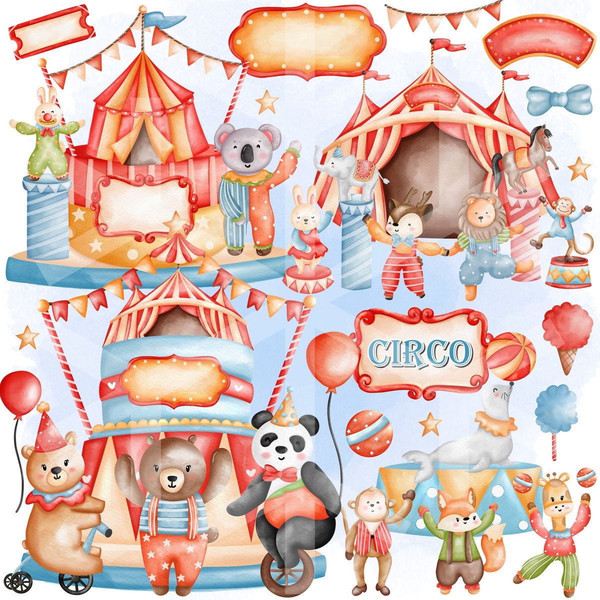 Kit Digital Circo Aquarelado #1222#