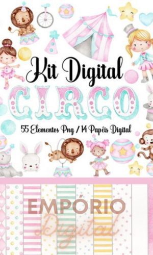 Kit Digital Circo Candy Aquarela
