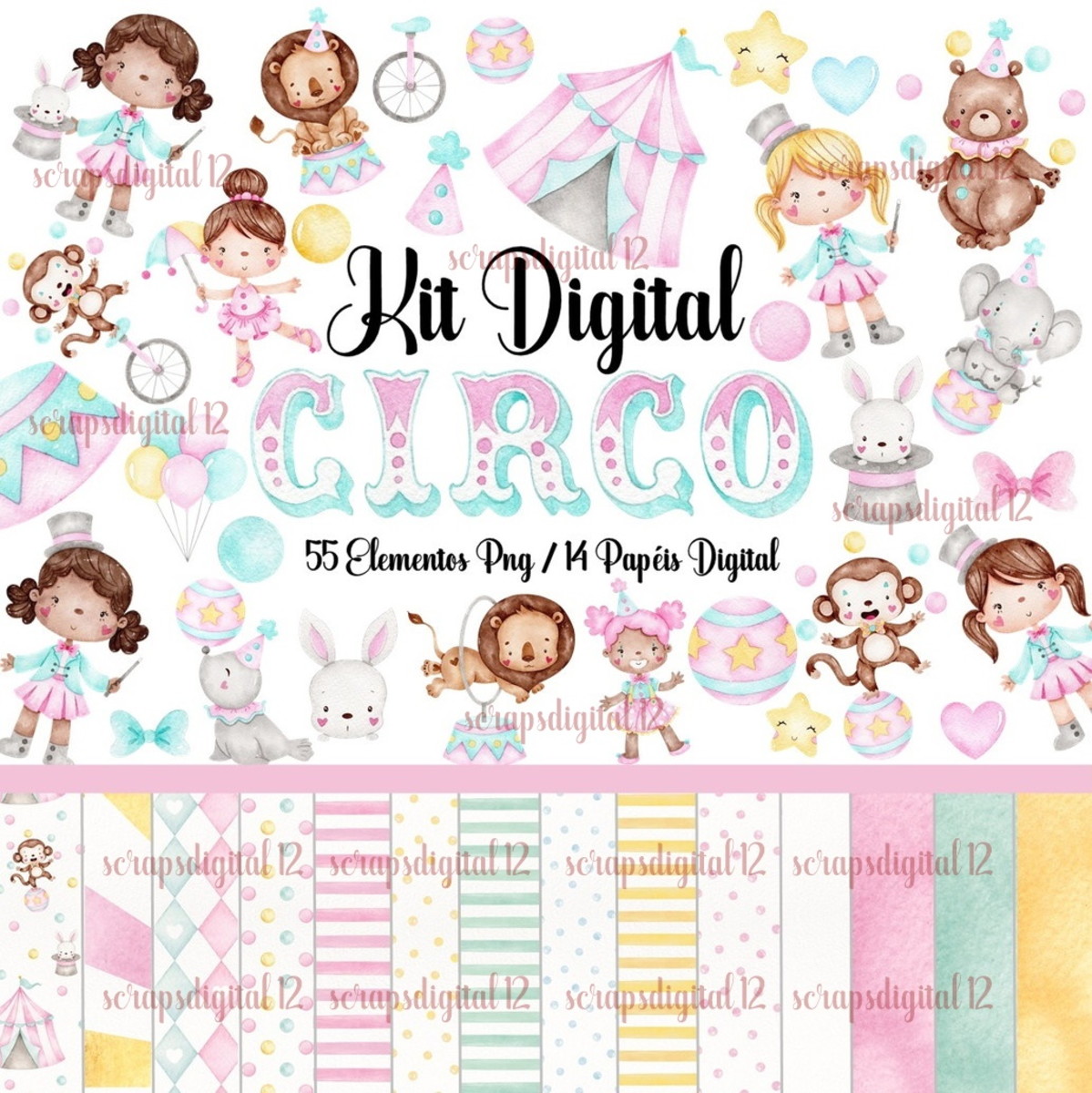 Kit Digital - Circo Candy Colors