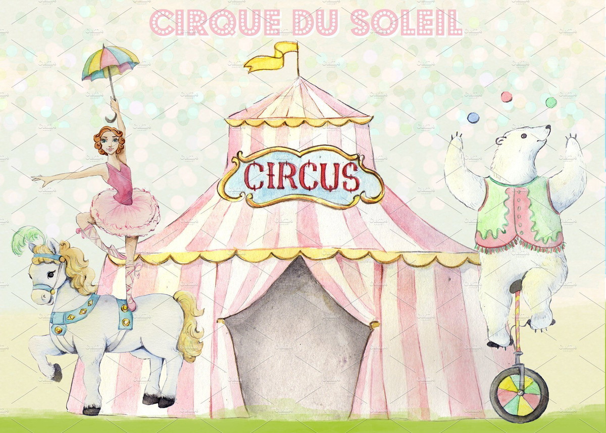 Kit digital Circo Rosa Vintage Aquarela - ENVIO IMEDIATO - Imagem 3