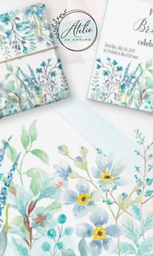 Kit Digital Clipart Floral Azul Turquesa