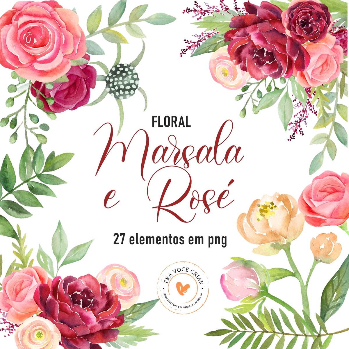 Kit Digital Clipart Marsala