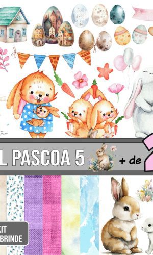 Kit Digital Páscoa 5 Aquarela + 3 Kits de Imagens de Brinde