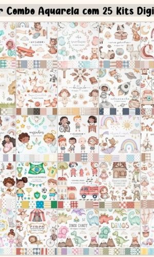 Kit Digital - Combo com 25 Kits Digitais Aquarela