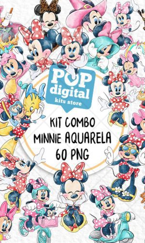 Kit Digital Combo Minnie Aquarela