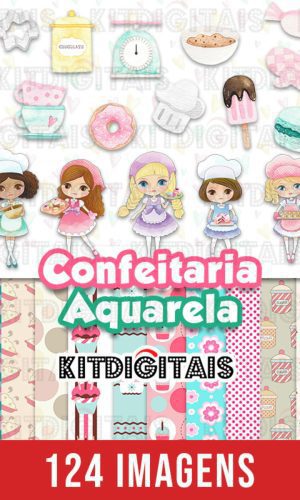 Kit Digital Confeitaria Aquarela