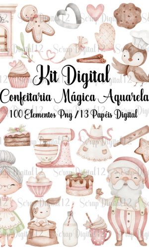 Kit Digital - Confeitaria Mágica de Natal Aquarela