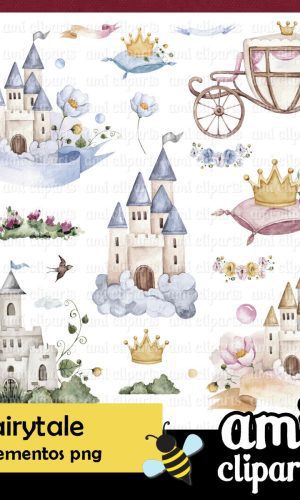 Kit Digital Castelos Princesa Aquarela #03