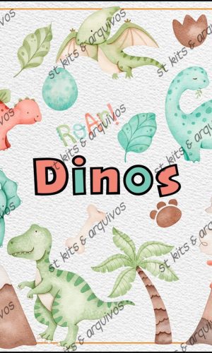Kit Digital Dinos Aquarela