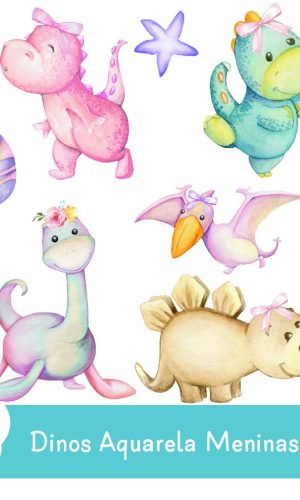 Kit Digital - Dinos Aquarela Meninas 01