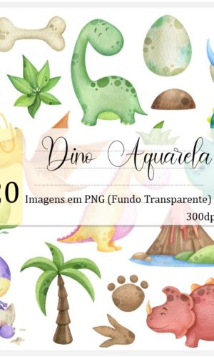 Kit Digital - Dinossauro Aquarela