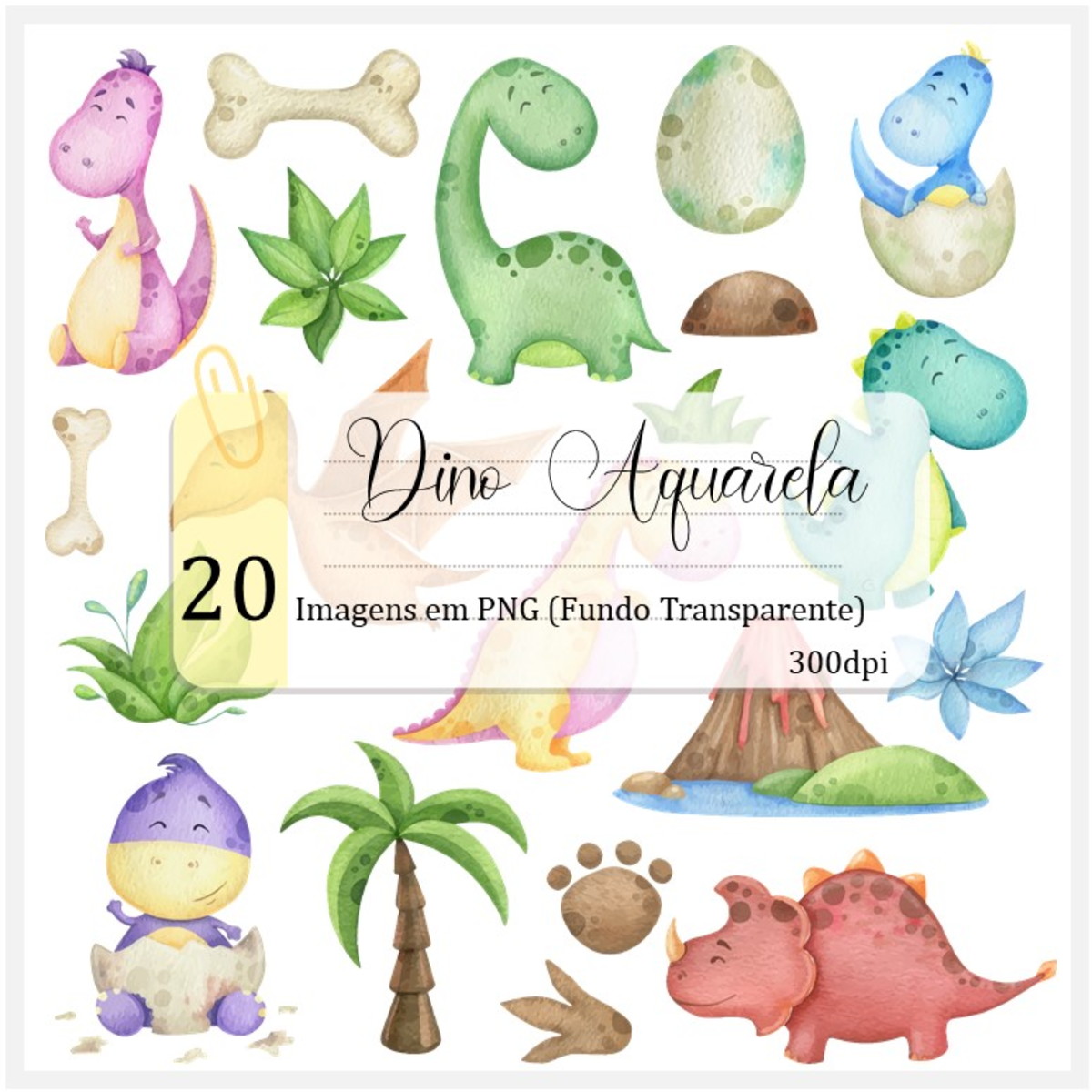 Kit Digital - Dinossauro Aquarela