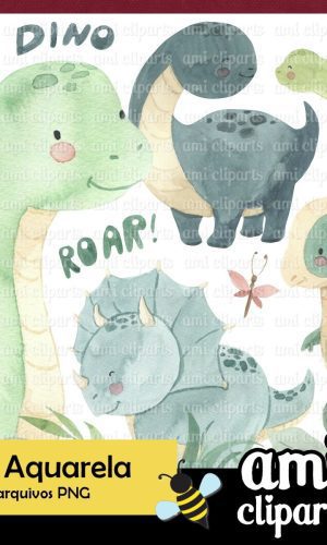 Kit Digital Dinossauro Aquarela