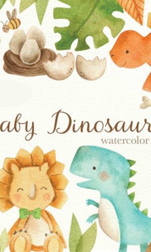Kit Digital Dinossauro Baby Aquarela