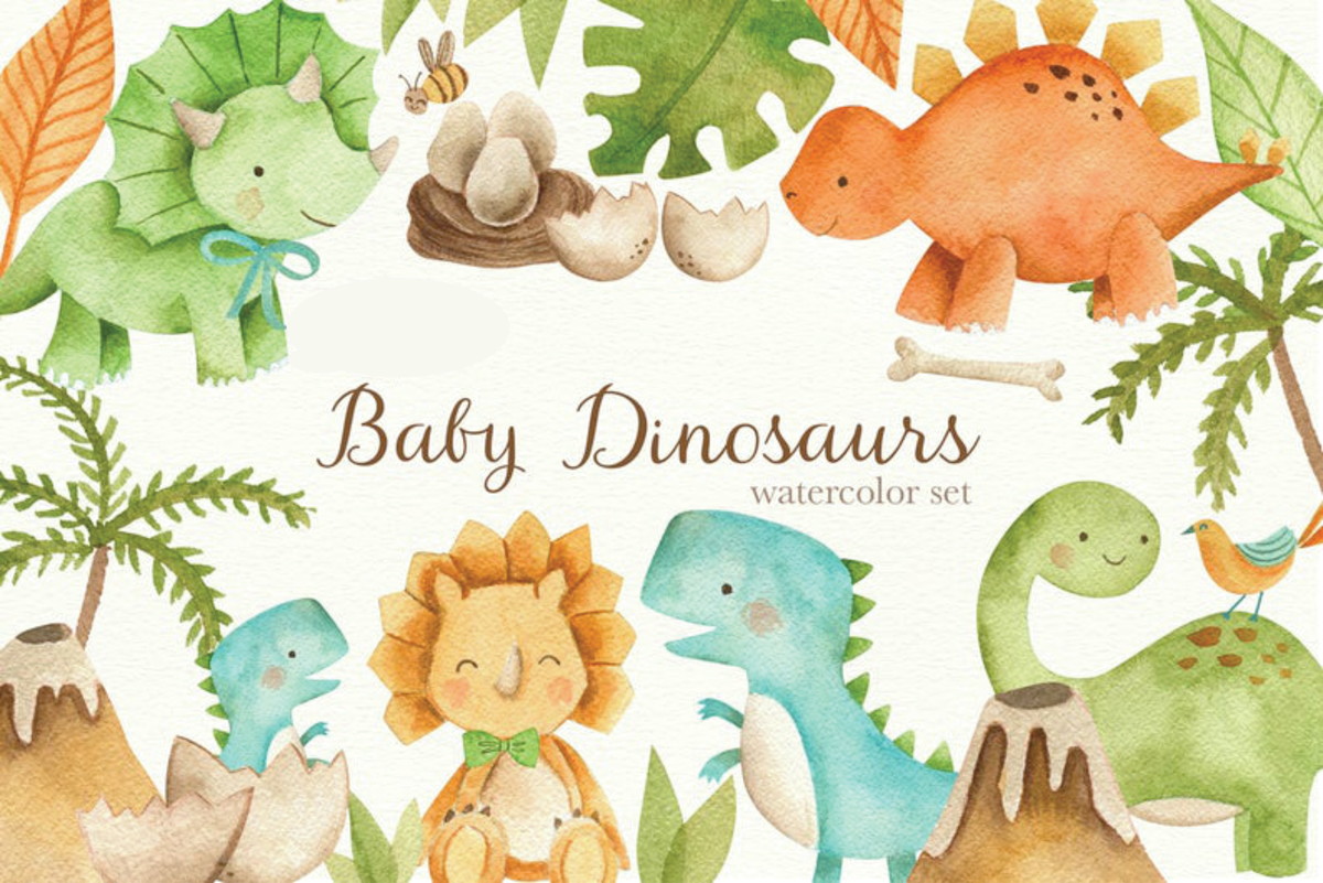 Kit Digital Dinossauro Baby Aquarela