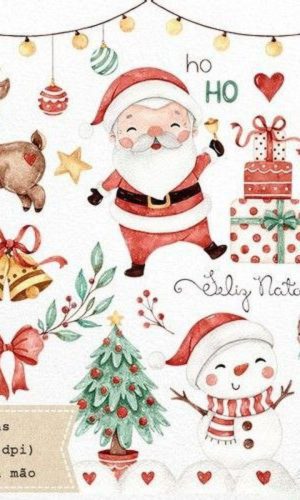 Kit Digital Doce Natal Aquarela/+20kits Grátis Cod:54n