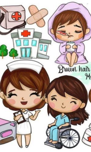 kit Digital Enfermagem hospital Aquarela PNG- Scrapbook
