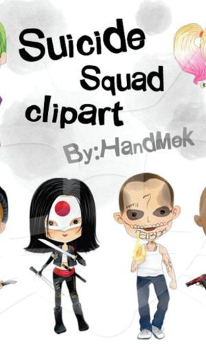 Kit digital esquadrão suicida aquarelado